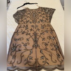 PLUS SIZE BEADED MIDI DRESS